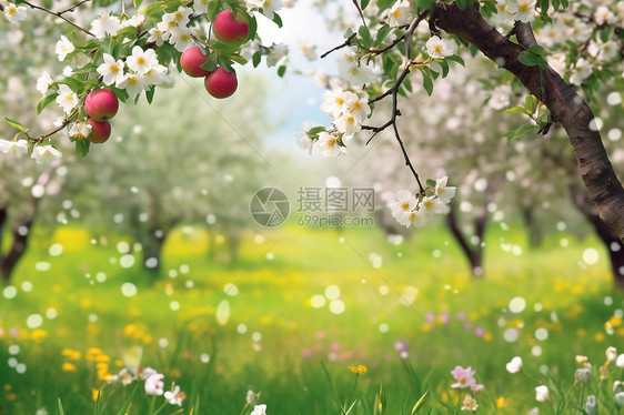 开花结果的苹果树图片