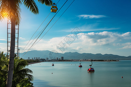 大海上的缆车图片