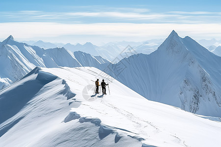 雪山上的滑雪人背景