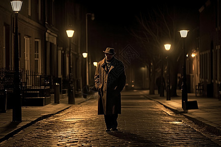 抑郁的男人行走在城市街头图片