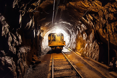 地下矿区中的运输铁轨图片