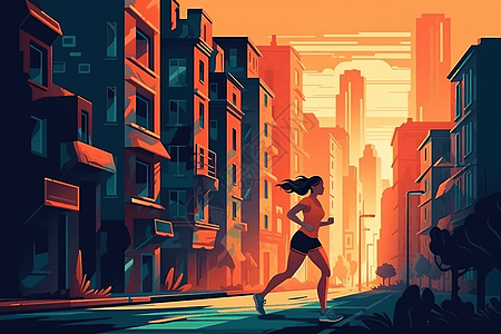 在城市慢跑的女人图片