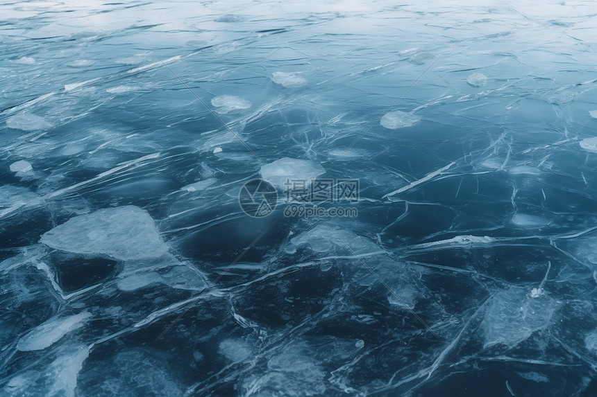 有裂纹的冰湖图片