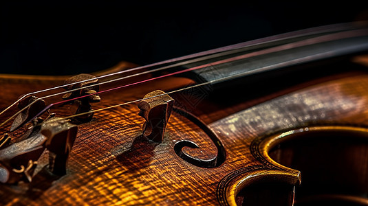 小提琴的琴弦特写图片