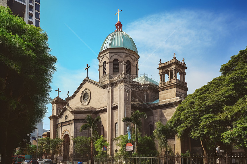 东南亚城市的基督教堂图片