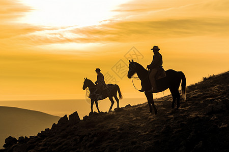 山坡上的牧马人图片
