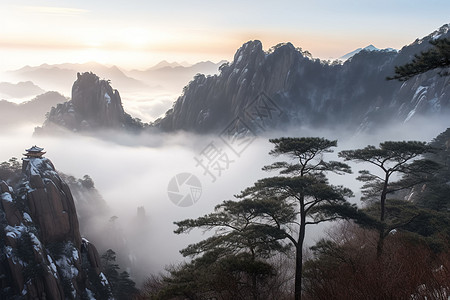 中国黄山美景背景图片