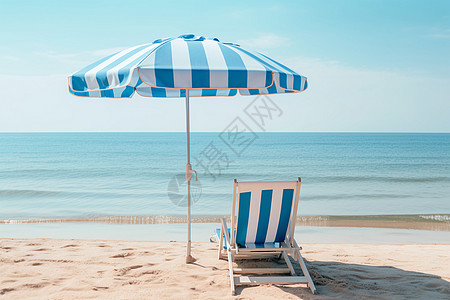 夏日海滩上的沙滩椅图片
