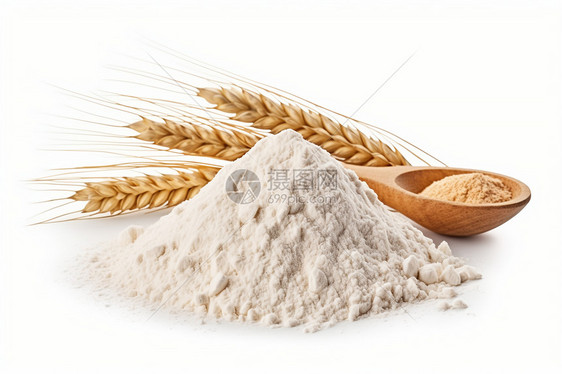 白色背景上的小麦粉图片