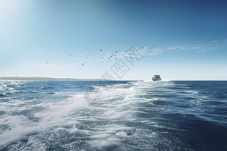 在远处海上行驶的船图片