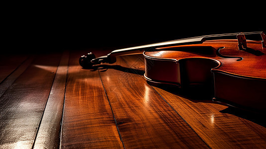 木地板上的大提琴图片