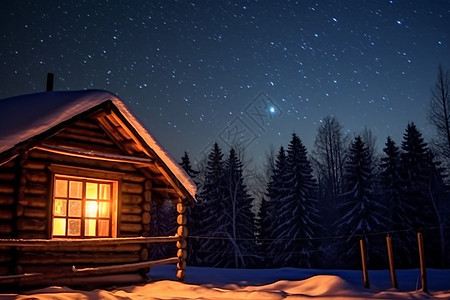 冬季的木屋背景图片