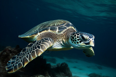 大海海底的绿海龟图片