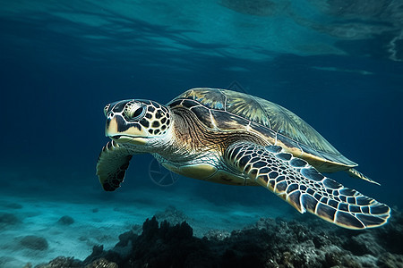 大海海底的海龟图片