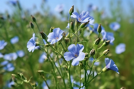 田野中生长的蓝色小花背景