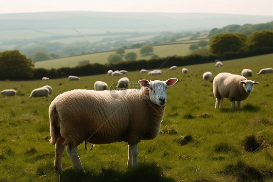 牧场草原上的绵羊图片