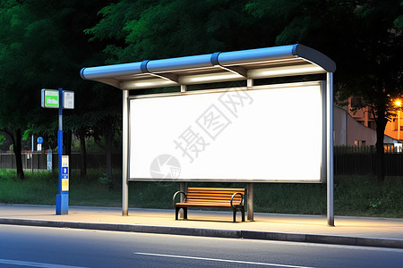 带广告牌的公交站图片