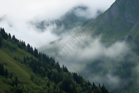 云雾中的山峰背景图片