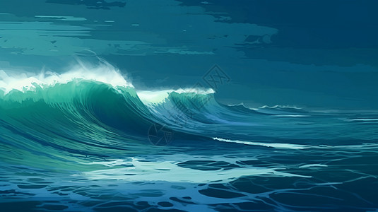 蓝绿色潮汐海洋背景图片
