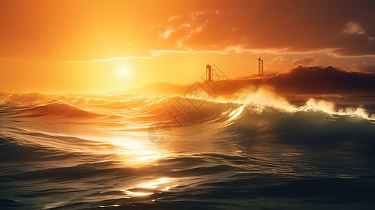美丽的海上日出背景图片