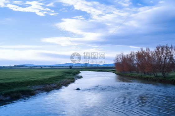 美丽的湿地公园和河流风景图片