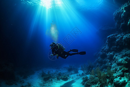 海底世界的礁石背景图片