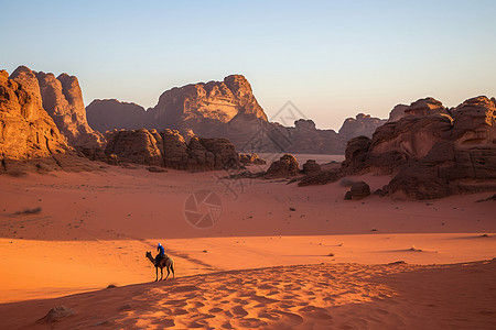 行走于沙漠上的骆驼图片