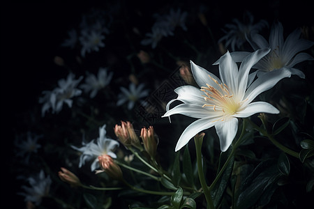 稀有的夜晚白色花朵图片