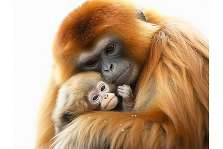 抱在一起的金丝猴高清图片