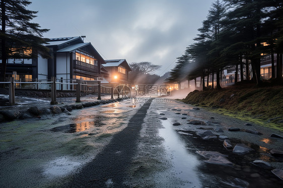 建造在沼泽地边的房屋图片