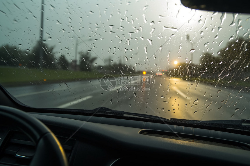 下雨的挡风玻璃图片