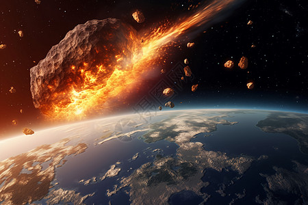 陨石撞击地球彗星撞地球创意图设计图片