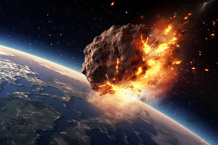 陨石撞击地球陨石坠落创意图设计图片