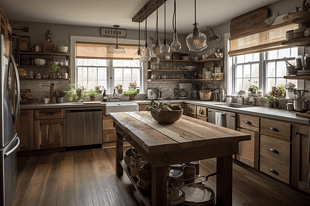 木质的乡村厨房图片