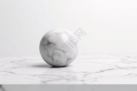 桌面材质桌子上放着一个白色大理石球设计图片