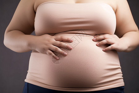 孕妇双手摸着肚子图片