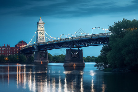 夜晚下的一座大桥背景图片
