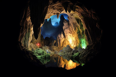 神秘的洞穴岩石超自然高清图片
