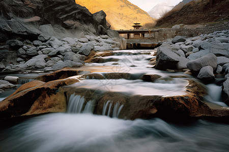 高山流水风景背景