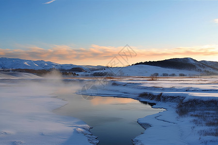 坝上冬日景色背景图片