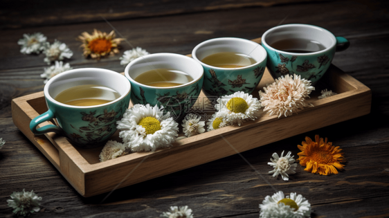 绿茶和菊花图片