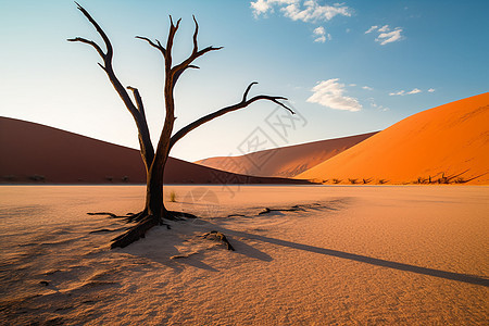 沙漠里干枯的树图片