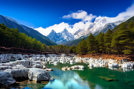 丽江玉龙雪山蓝月潭高清图片