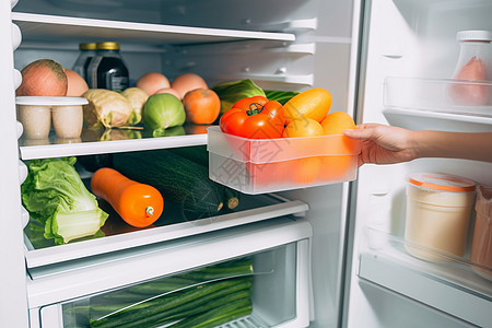 冰箱新鲜新鲜的蔬菜背景