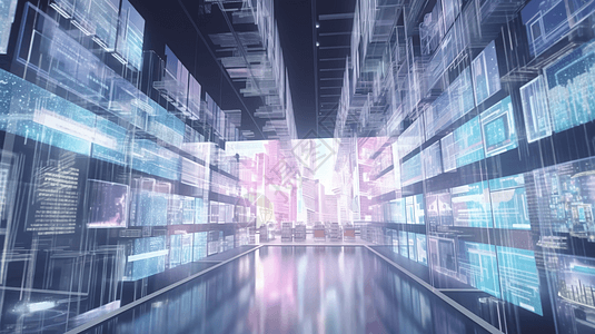 未来增强现实购物的大都市图片