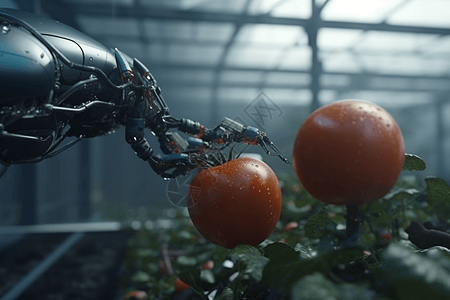 温室中的机械臂装着番茄图片