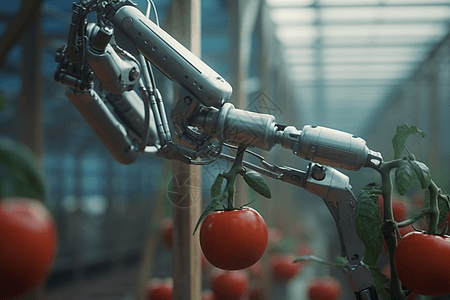 采摘樱桃装有番茄的机械臂设计图片