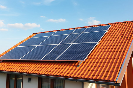 乡村屋顶上的太阳能板图片