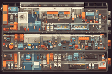 产业建筑工业的机器插画