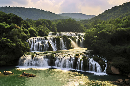 美丽的高山绿水森林风景图片